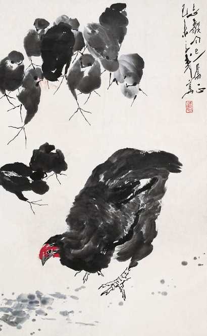 王子武 群鸡 立轴